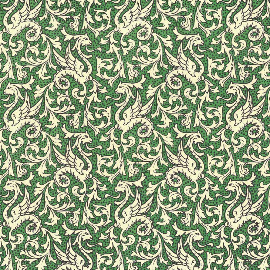 Green Griffin Dragon Print Italian Paper ~ Carta Varese Italy